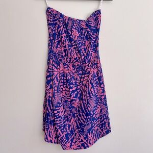 EUC, Lilly Pulitzer, Pink and Blue Strapless Dress, women's S
